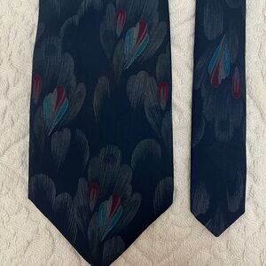 Vintage Lanvin silk tie, dark blue with red